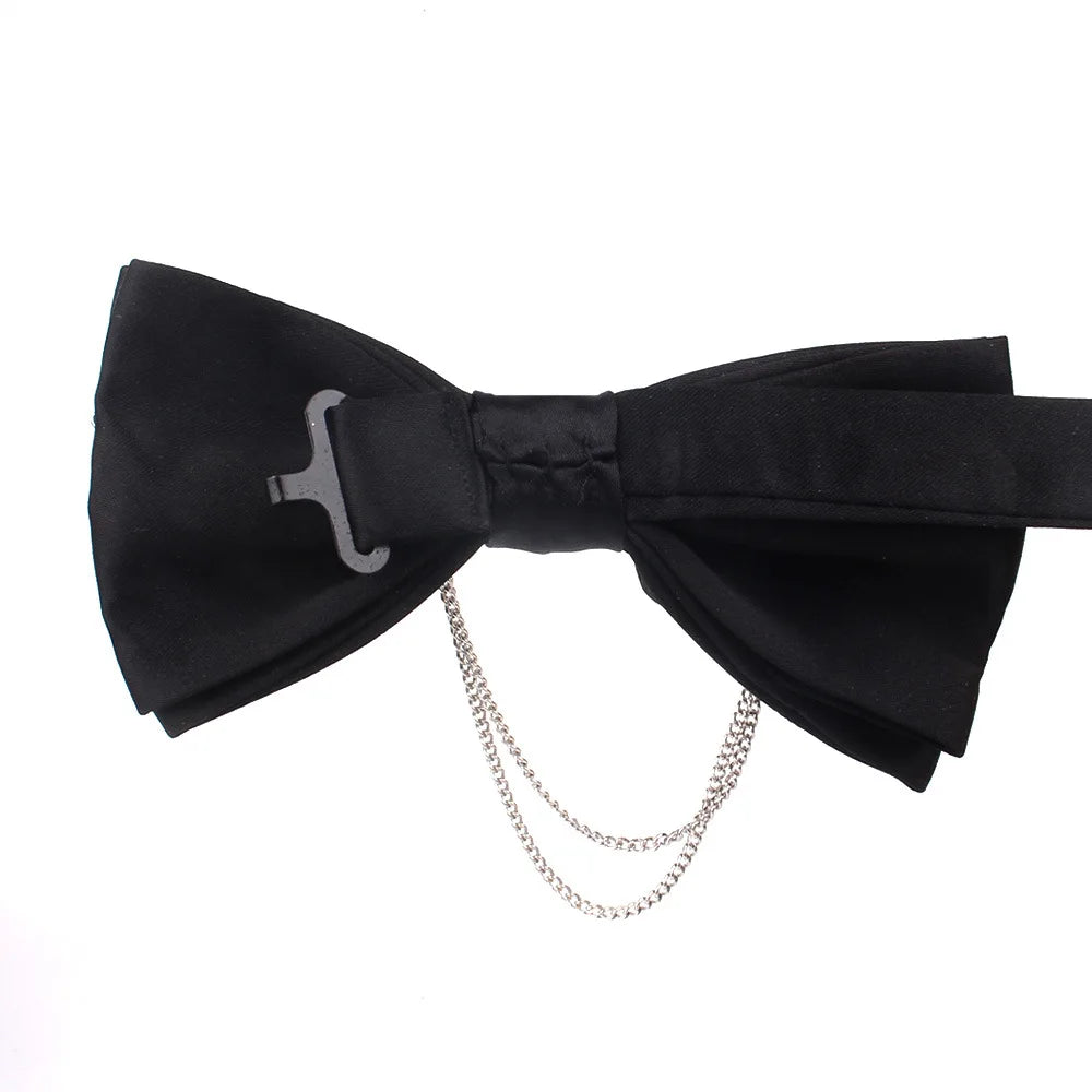 Handmade Silk Bow Tie Brooches Crystal Rhinestone Shirt Necktie Men's Wedding Brooch Bowtie Set Accessories
