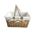 Handmade Woven Wicker Basket with Liner Folding Handle for Christmas Storage Picnic Clothing in Kitchen or Living Room