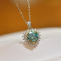 925 Sterling Silver 3 Carat Passed Diamond Test Excellent Cut Sparking Blue-Green Moissanite Heart Pendant Necklace for Women