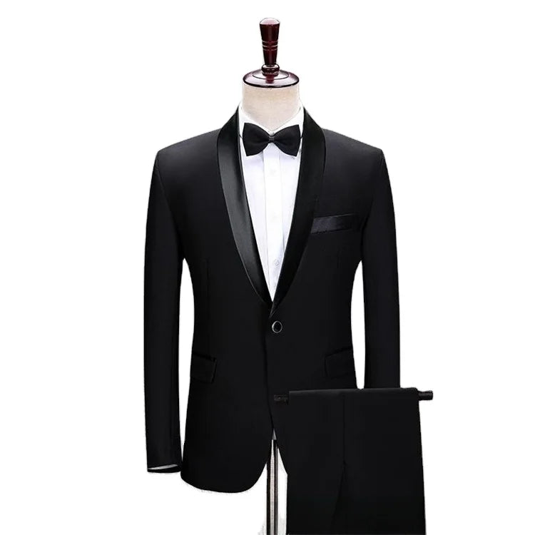 Male Singer Piano Costume Performance Set Master Set Full Plus Size Men's Slim-fit Wedding Dress Set Zipper 2 Pieces