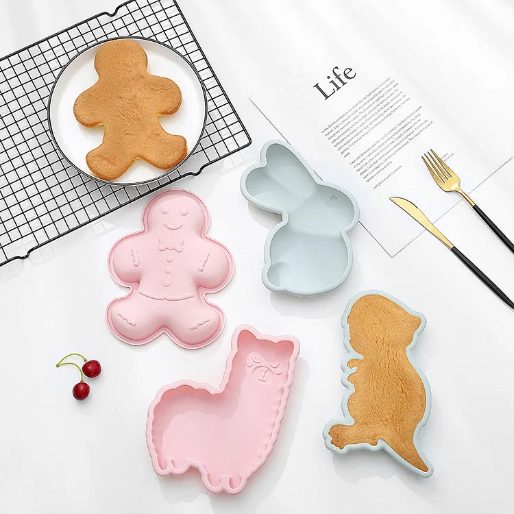 Cartoon Cute Silicone Cake Pan with Flexible Non-Stick Layer Baking Mold for Pastry Tools