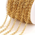 Stainless Steel Sunflower Chain with Cross O-Shaped Embossed Titanium Vacuum Plated Gold DIY Necklace Jewelry Components