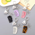 Exquisite Mini Anti Static Detangler Acetic Acid Hair Comb Leopard Marble Cellulose Acetate Comb With Keychain