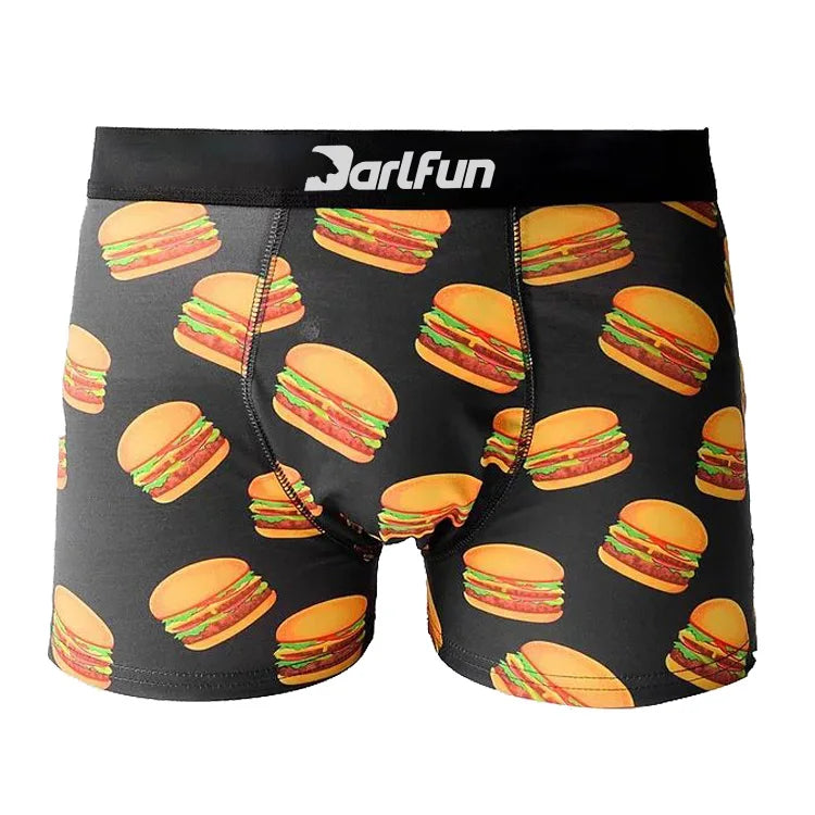 New Style Printed Wide Waistband Custom Men's Boxer Briefs with Quick Dry Breathable Fabric