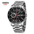 50pcs Custom Logo NIBOSI 2530 Custom Chronograph Jam Tangan Pria Stainless Calender Timer Casual Watches