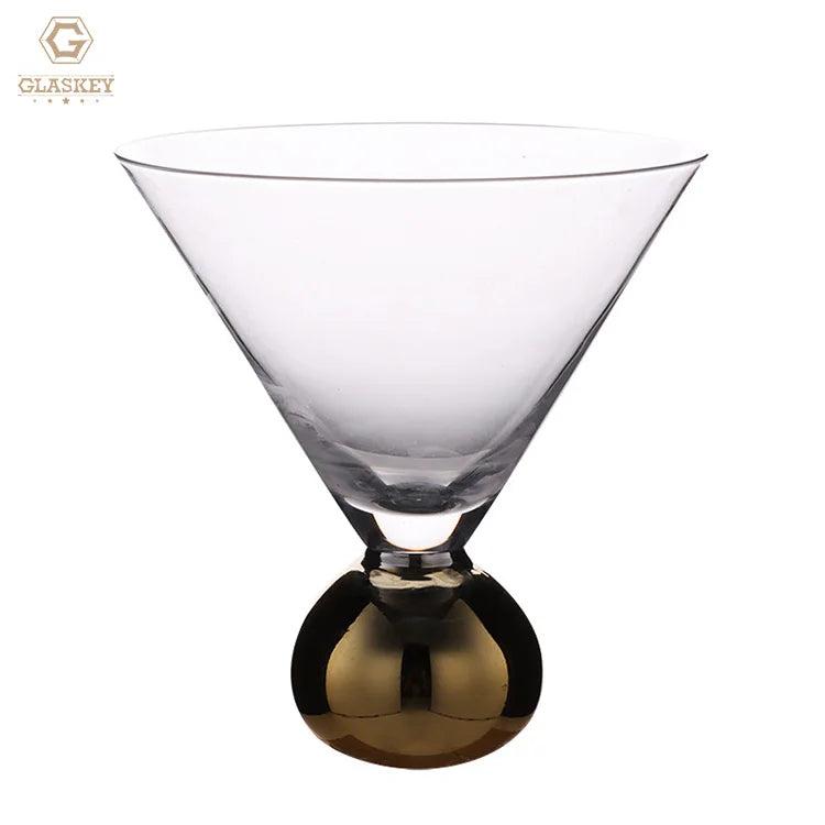 Creative Gold Ball Cocktail Glasses Wedding Party Luxury Gold Base Wine Champagne Glasses for Decoration