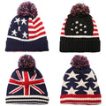 2026 Beanie Manufacturer Custom New Winter Intarsia Stripe Flag Wool Jacquard Knit Hats With Pom Pom Beanies Hat