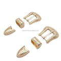 Stock Supply Zinc Alloy 20mm Gold Three-piece Belt Buckle Retro Style Women Belt Pin Buckle for Bag Parts