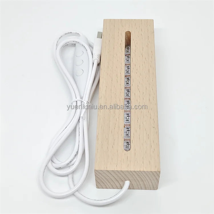Night Light Illusion Table Night Lamp Dropship RGB Led Wood Base Led USB Powered for Personalised 3D Stand Dimmable Acrylic 50