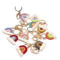 China Stock Female Ethnic Style Rainbow Pendant Hand Woven Cotton Keychain Cat Rechargeable Feng Shui for Bag Car Pendant