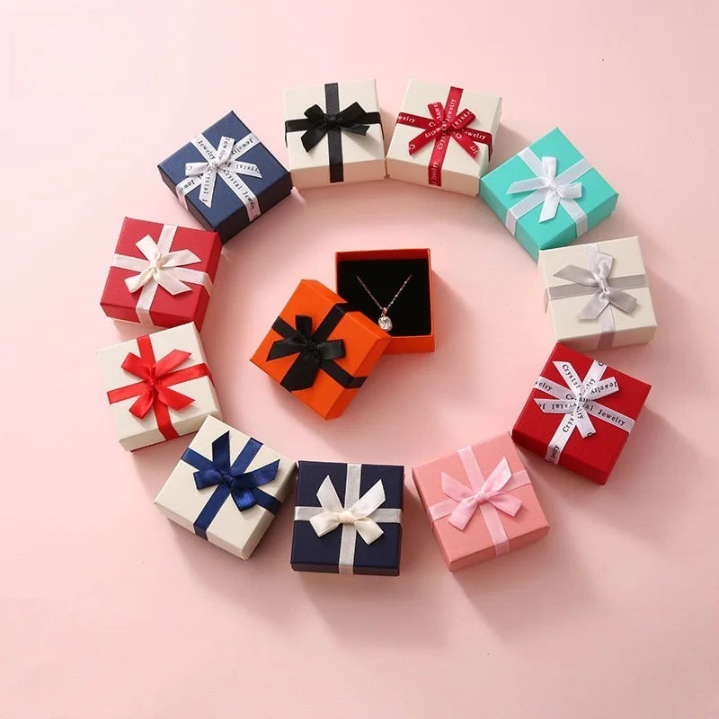 Customize Logo Paper Cardboard Gift Boxes Ring Earrings Jewelry Lid and Base Box with Foam Insert