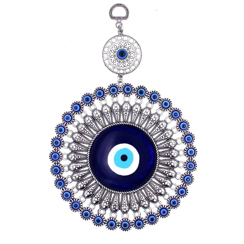 Best Gift Rope Alloy Blue Big Flower E-vil Eye Rhinestone Paved Owl Pendant for Car Home Office Wall Decoration