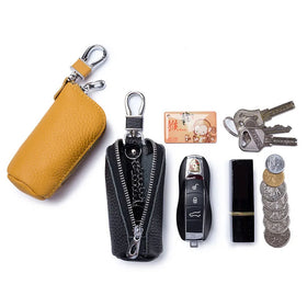 Custom Logo Multifunction Genuine Leather Key Holder 2026 Keys Holder Bag Zipper Car Key Case