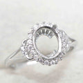 Sterling Silver 7*9mm Semi Mount Ring Empty Frame Blank Support Claws Setting S925 Base Holder Without Center Stone for Inlay