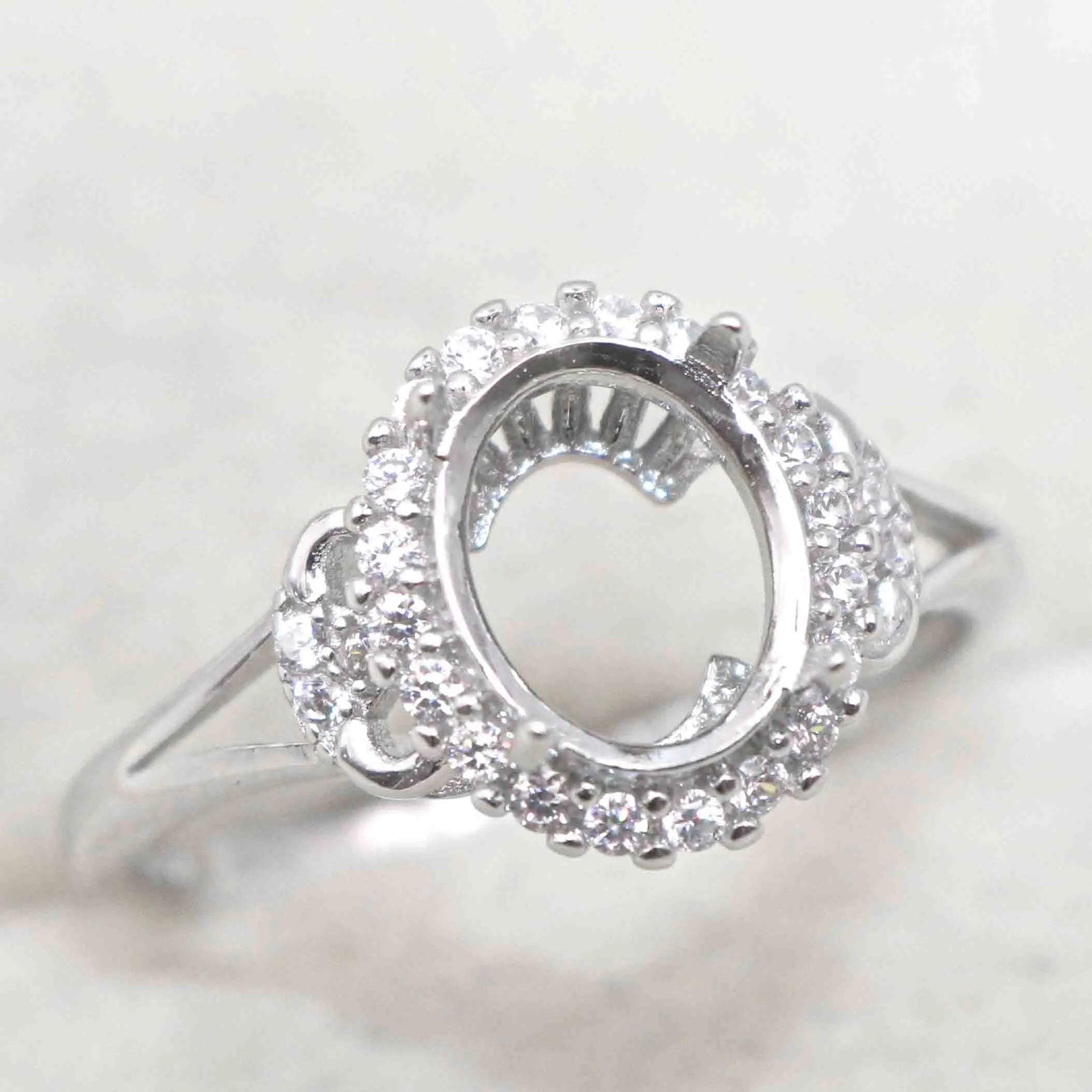 Sterling Silver 7*9mm Semi Mount Ring Empty Frame Blank Support Claws Setting S925 Base Holder Without Center Stone for Inlay
