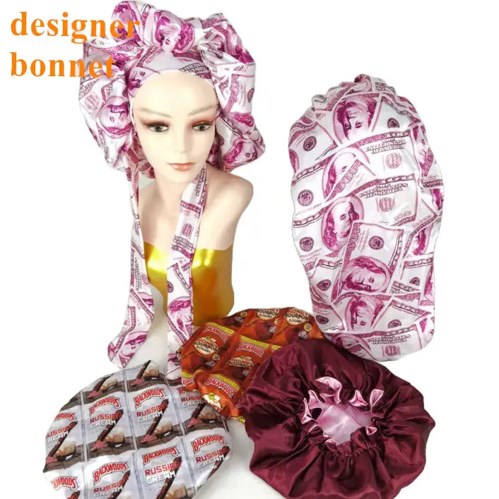 2026 Wholesale Custom Popular Luxury Sleeping Caps Designer Hat Double Layer Satin Hair Bonnet for Women