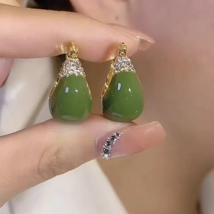 Light Luxury Butter Fruit Green White Carrying Basket Earrings Stud Earrings