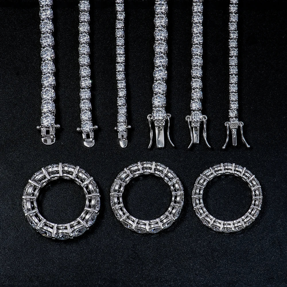 Best Prices 3 4 5 mm Custom Iced Out Cluster 925 Sterling Silver Hiphop Jewelry VVS D Moissanite Tennis Chain Necklace