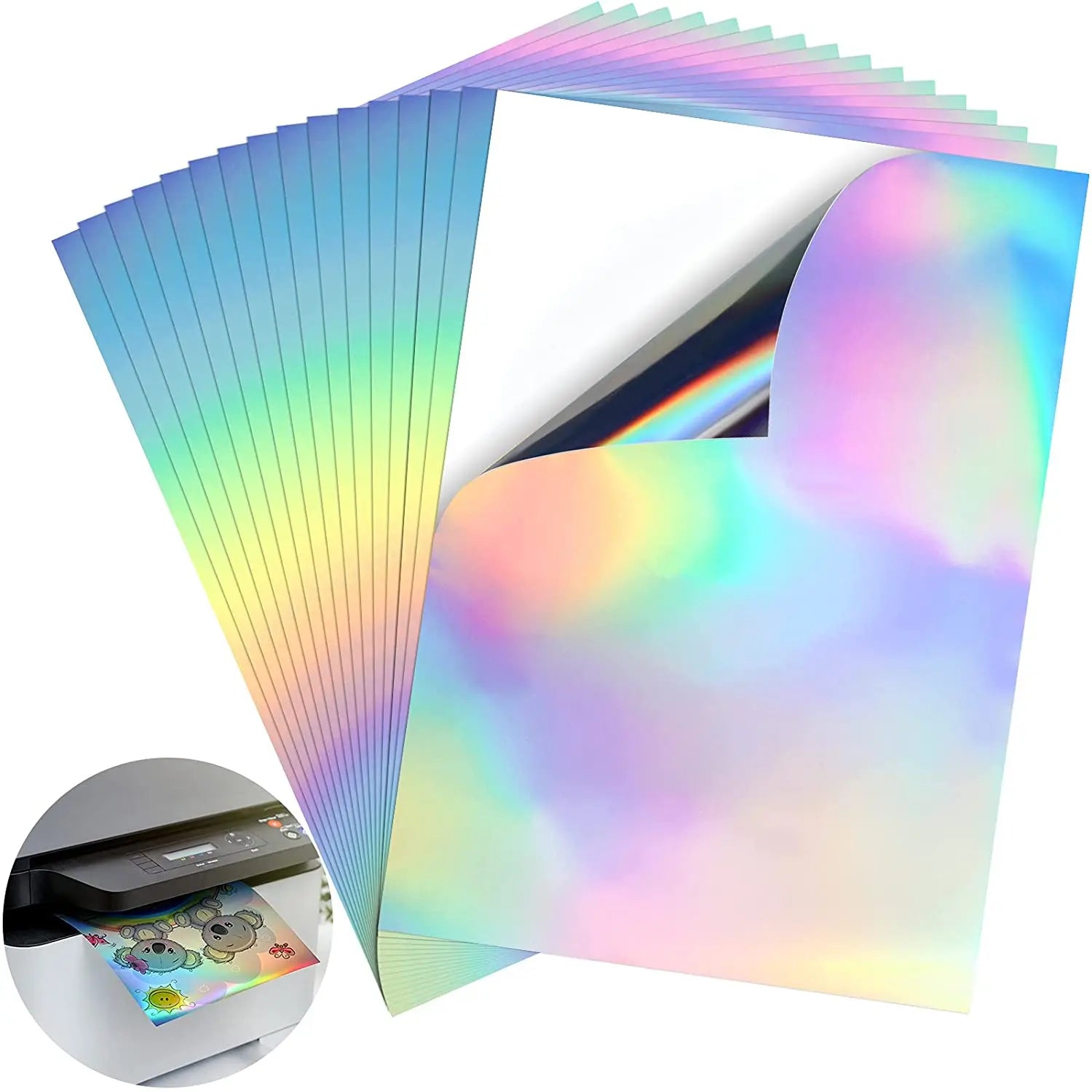 Inkjet Sticker Paper Factory Wholesale 8x11.5 Inches A4 Waterproof Holographic Vinyl Sticker Paper Inkjet