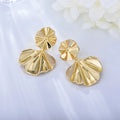 Minimalist Unique Women Jewelry Oceanic Shell Drop Earrings Scalloped Ruffle Waves Brass Earrings with Cubic Zirconia