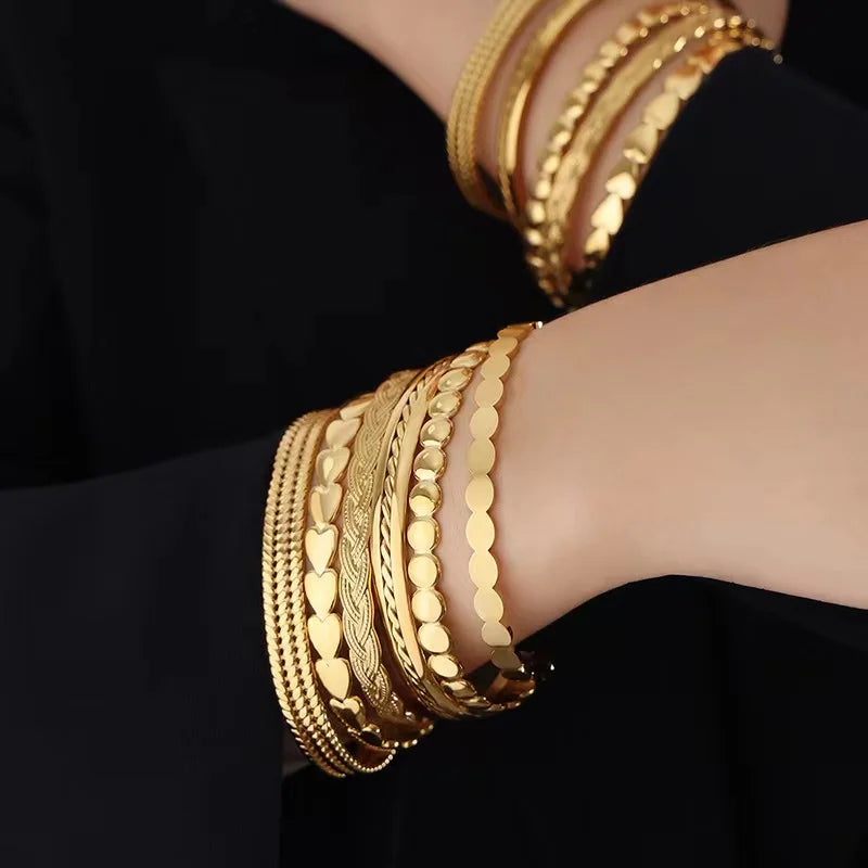 Good Quality Mix Designs Wholesale Price Stainless Steel Cuff Bangle&Bracelet Jewelry for Girls