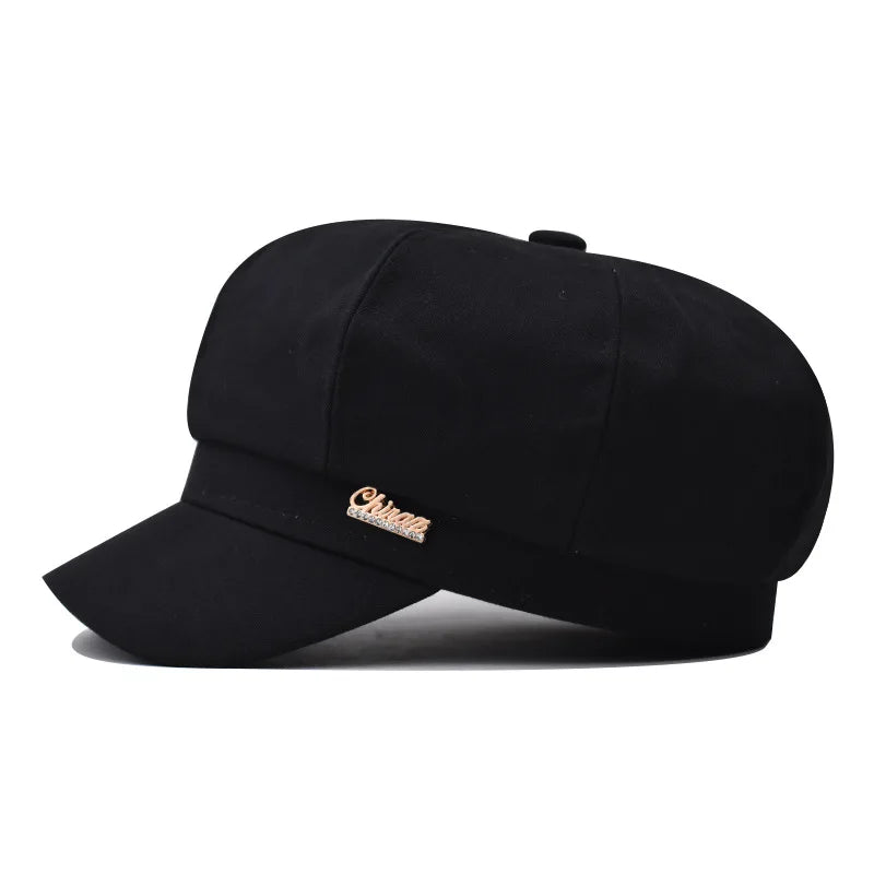 Women Autumn and Winter Octagonal Hat INS Korean Version British Retro Painter Hat Every Match Wholesale Newsboy Cap