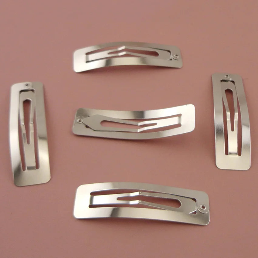 6cm 2.35 Inch Rectangle Plain Metal Snap Hair Clips Girls' Side Hairpins for DIY Hair Accessories