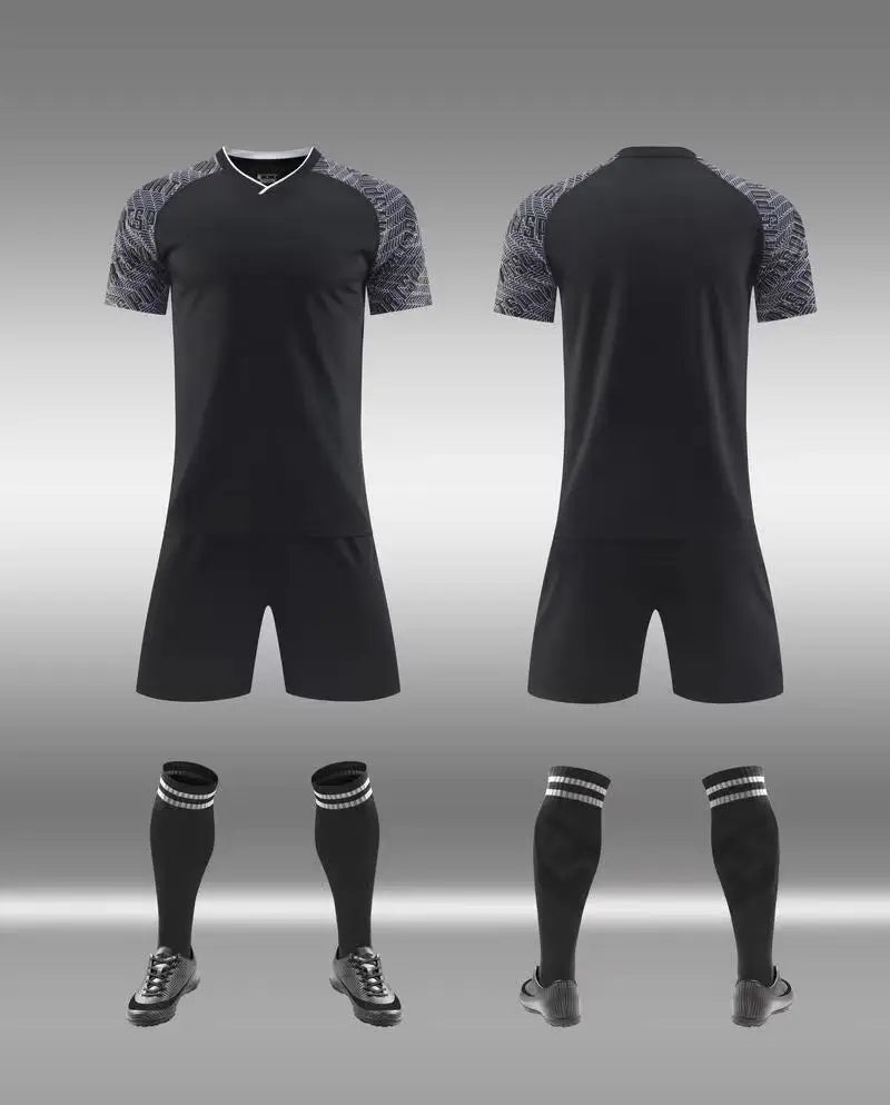 Training Soccer Jerseys V-neck Short Sleeve Quick Dry Polyester Custom Football Teamwear Breathable Sports Shirts for Men Summer
