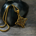 Wholesale Punk Fashion Gold Silver Plated Stainless Steel Hollowed Celtic Knot Pendant Necklace Set for Men Jewelry