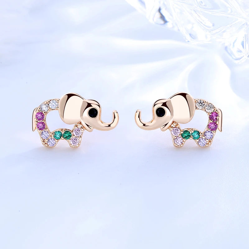Bulk Lobe Piercing Jewelry Cute Small Tiny Zoo Collection Elephant  Friction Push Back Ear Stud Earrings for Girls Kids Women