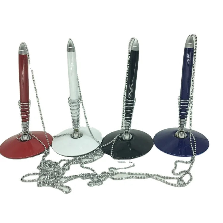 Business Office Hotel Bank Customized Logo Table Desk Counter Pen Chain With Custom Color