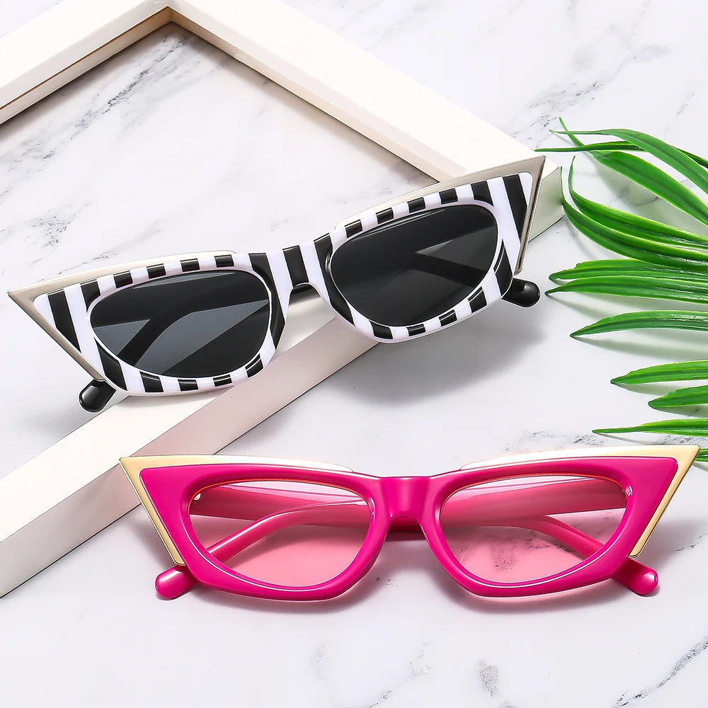 2024 Newest Fashion White Frame Colorful Cateye Sunglasses Custom Wholesale Eyewear Sun Glasses for Women and Men
