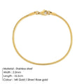 Simple PVD 14K Gold Plated 316L Stainless Steel Snake Chain Bracelet 2mm 1mm Wide 18cm 19cm Length Design for Women's Gift