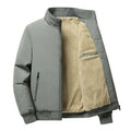 Men's Winter Thickened Warm Fleece Stand Collar Parka Canvas Business Outwear Casual Solid Color Jacket