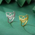 Stainless Steel Celtic Knot Adjustable Ring for Women Men Vintage Celtic Knot Amulet Moon Ring Jewelry Gifts for Girls