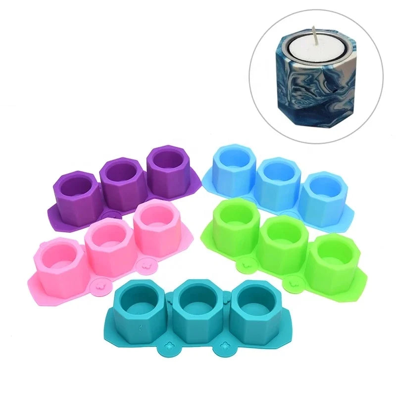 Hot Sale 3 Hole Rhomboid Pink Silicone Flowers Soap Tray Candle Mold for Handmade Silicone Mold Candles
