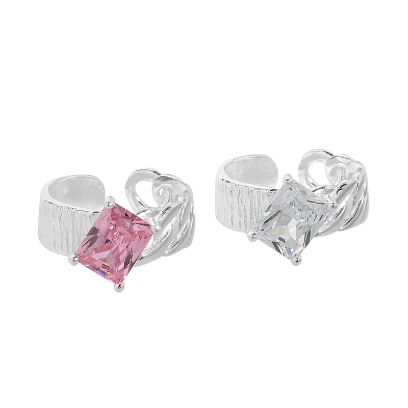 WuQie Fine Jewelry 925 Sterling Silver Fancy Pink Cubic Zirconia Ring for Women