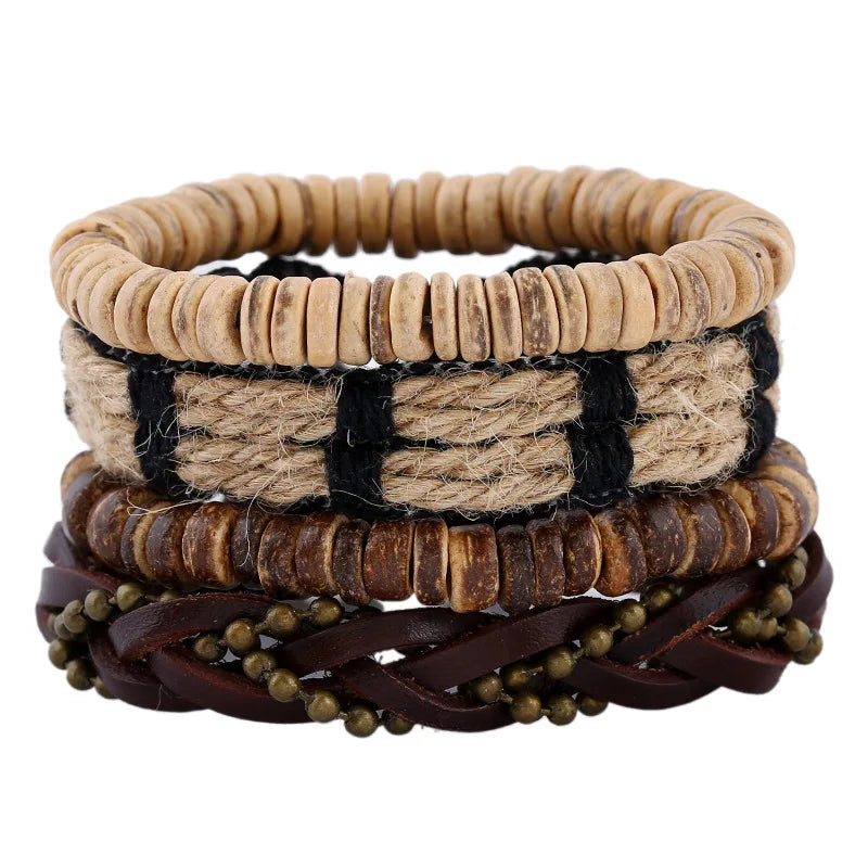 Sea Style Elastic Loose Bead Hemp Rope Bracelet for Travel