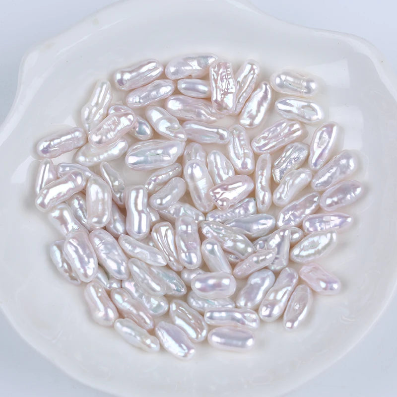 Zhuji 5-7mm*10-15mm Small Size Natural White Biwa Shape Loose Freshwater Pearl