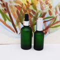 Cylinder 50ml 1.7 oz Dark Green Round Cosmetic Essential Oil Glass Dropper Bottle