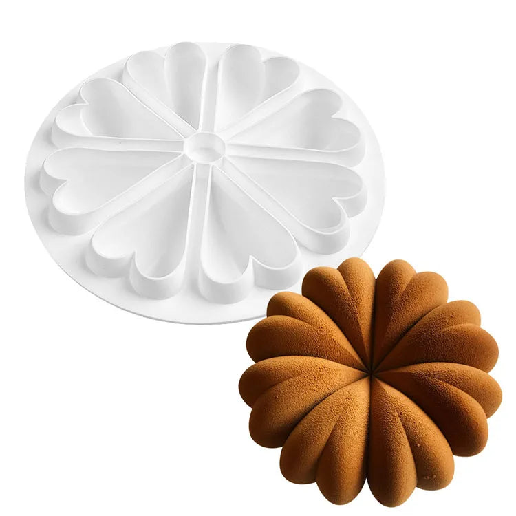YS Flower Heart Shape Silicone Cake Mold Craft Soap Mold Chocolate Mousse Design Cake Decorating Bakeware Kitchen Accessories