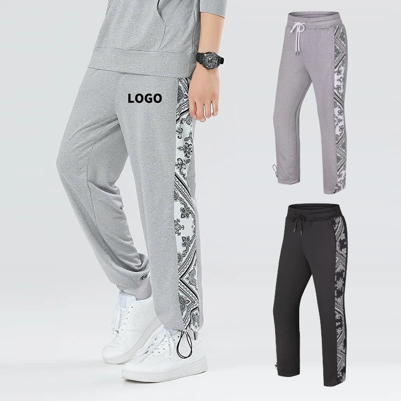 Wholesale Custom logo Fashion Cashew Flower Pattern Sports Running Track Sweatpants Joggers Plus Size Men's Pants & Trousers