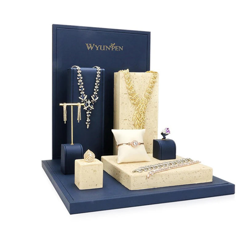 Luxury Bracelet Earring Ring Necklace Packaging showcase Holder Set Stand Tray Jewelry Display for Jewelry