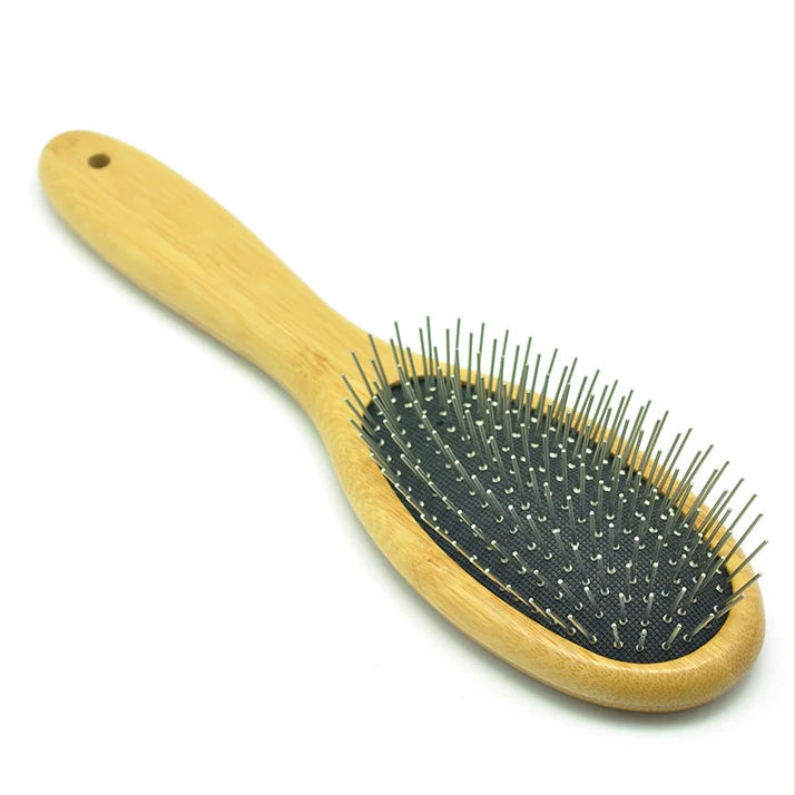 Baoli OEM 60x220mm 70g Bamboo Pin Brush Brosse Pour Animaux Grooming Wooden Slicker Brush Long Pins Bamboo Pet Brush