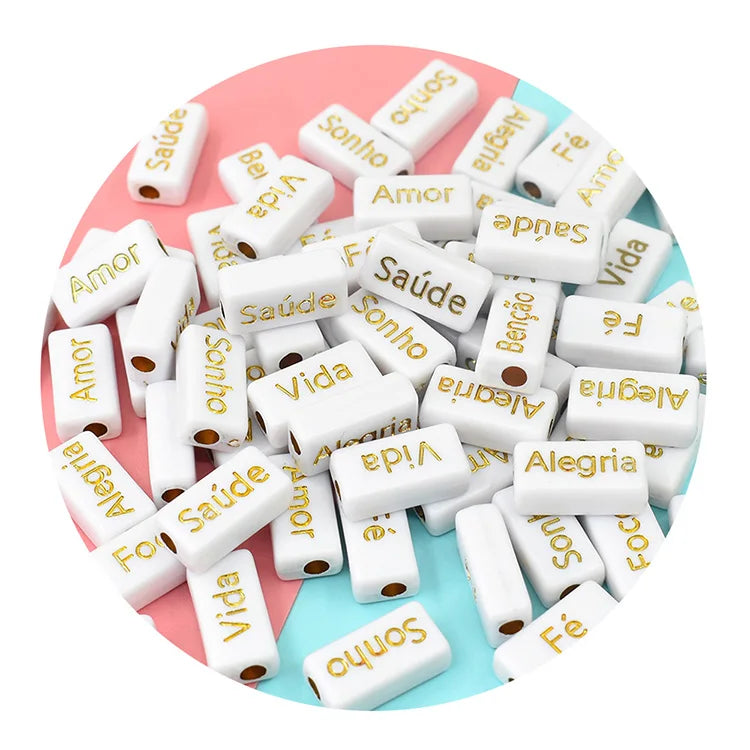 2022 Promotion 500g/bag 8*15 mm Acrylic Spanish  Word Beads Colorful Alphabet Beads Jewelry Making DIY