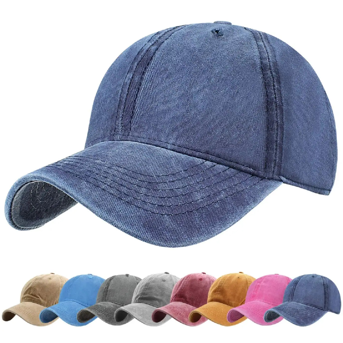 Wholesale Custom Logo Washed Vintage Distressed Adjustable Plush Common Men Women Denim Unstructured Cotton Baseball Cap Dad
