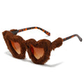 STORY W194 Fashion 2025 Design Trendy Sun Glasses Retro Winter Fluffy Warm Cat Eye Cute Pink Loving Heart Sunglasses Women Men