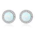 Fashion 925 Sterling Silver Gold Plated Natural Opal Earrings Studs for Women Girls