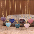 Chic Gemstone Heart Pendant Necklace Amethyst Natural Stone Stainless Steel Chain Trendy Women Choker Necklace Jewelry Dropship
