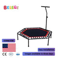 Rebounder Indoor Outdoor Mini Jumper Trampoline with Adjustable Handle Hexagonal Green Mini Fitness Trampoline